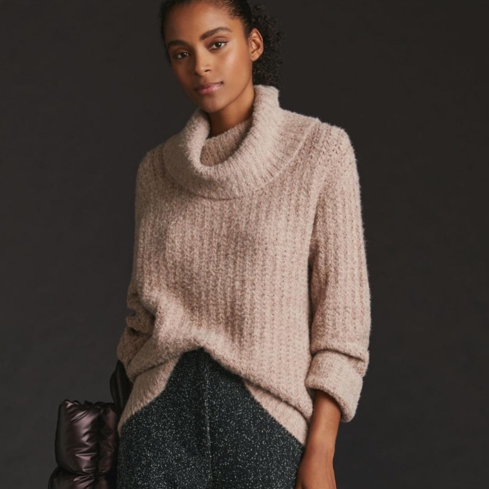 Cozy Beige Turtleneck Sweater - Picture 5 of 12